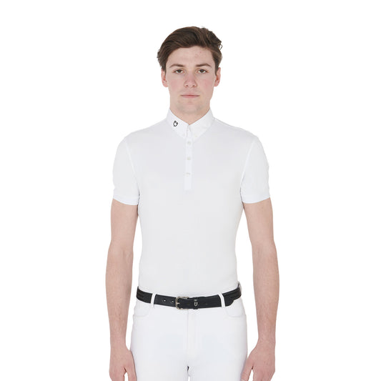 Polo de compétition homme en tissu respirant, blanc - Equestro