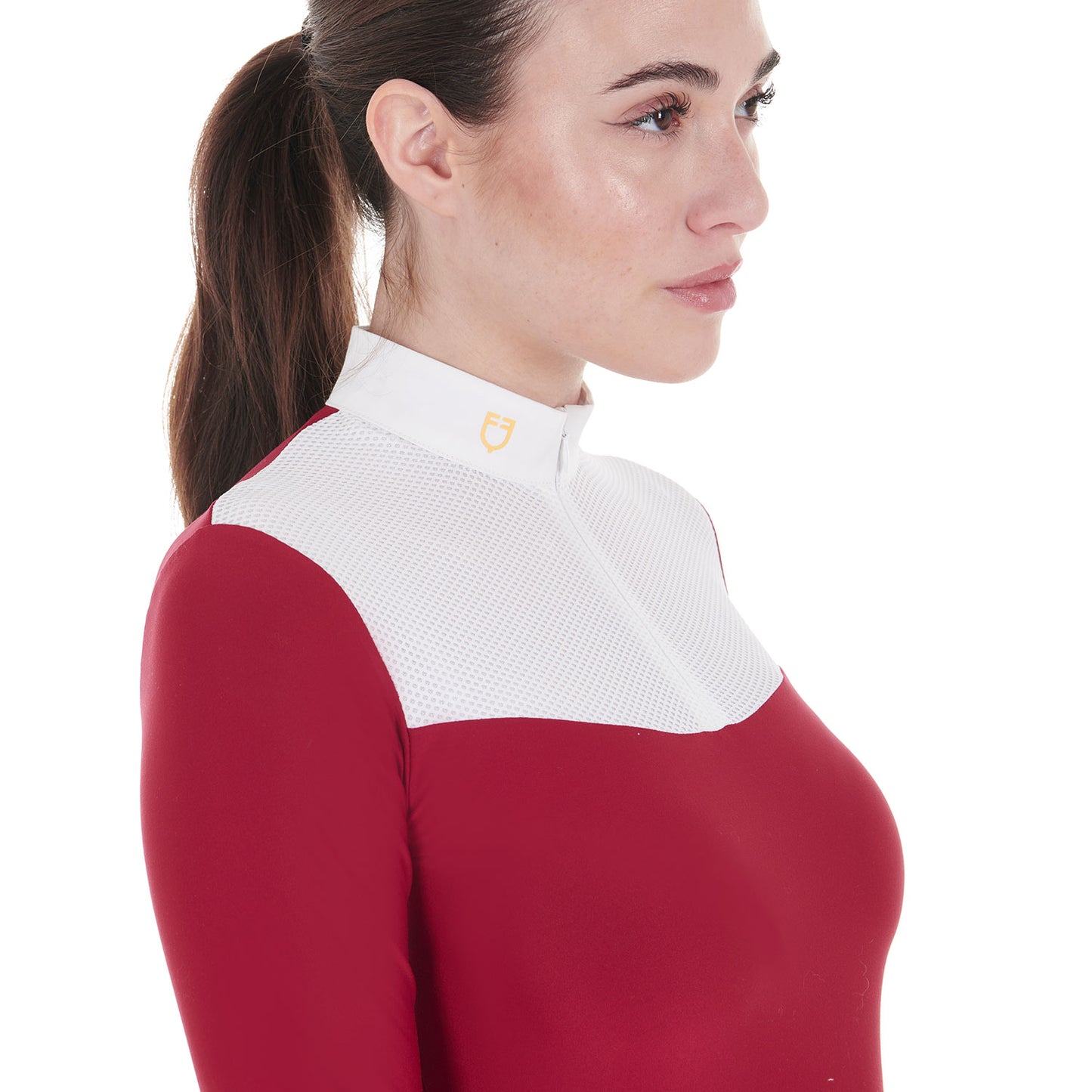 Polo de compétition femme en tissu technique, scooter - Equestro FW24