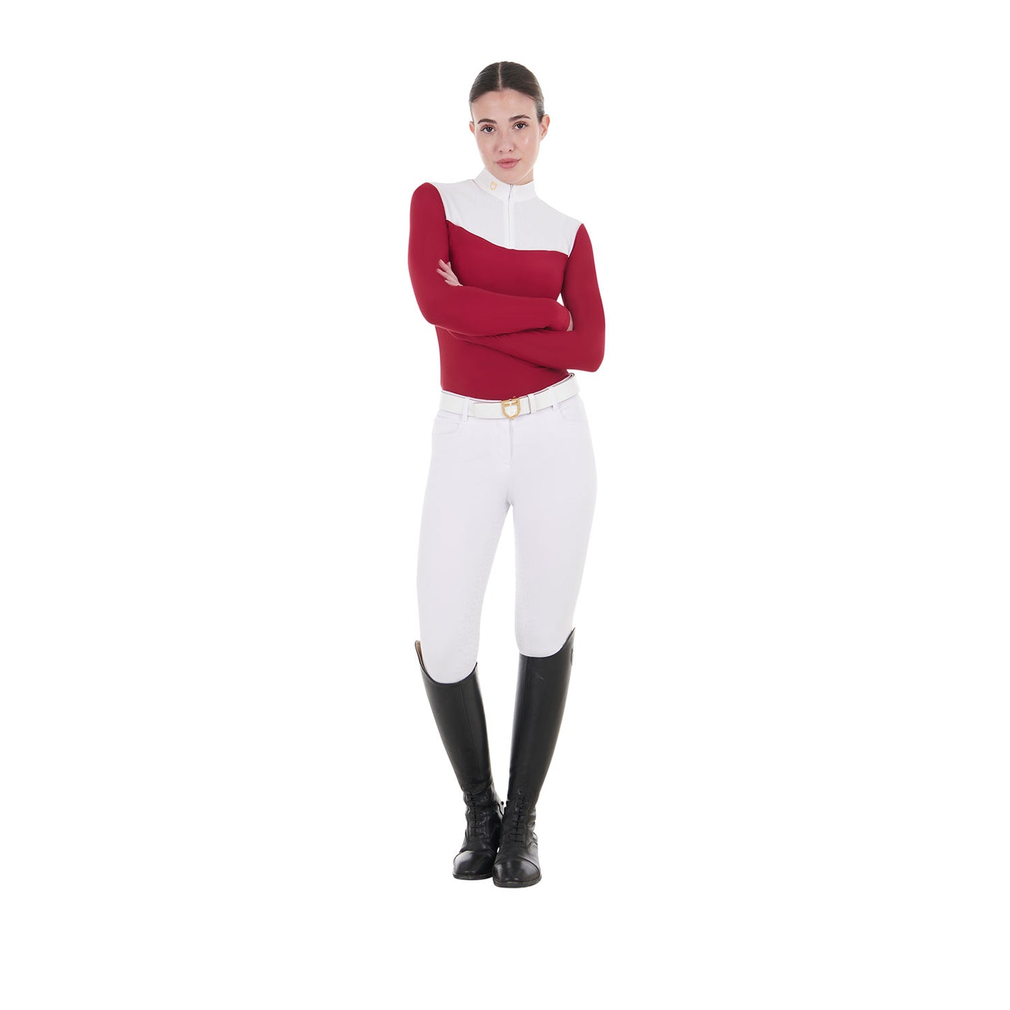 Polo de compétition femme en tissu technique, scooter - Equestro FW24