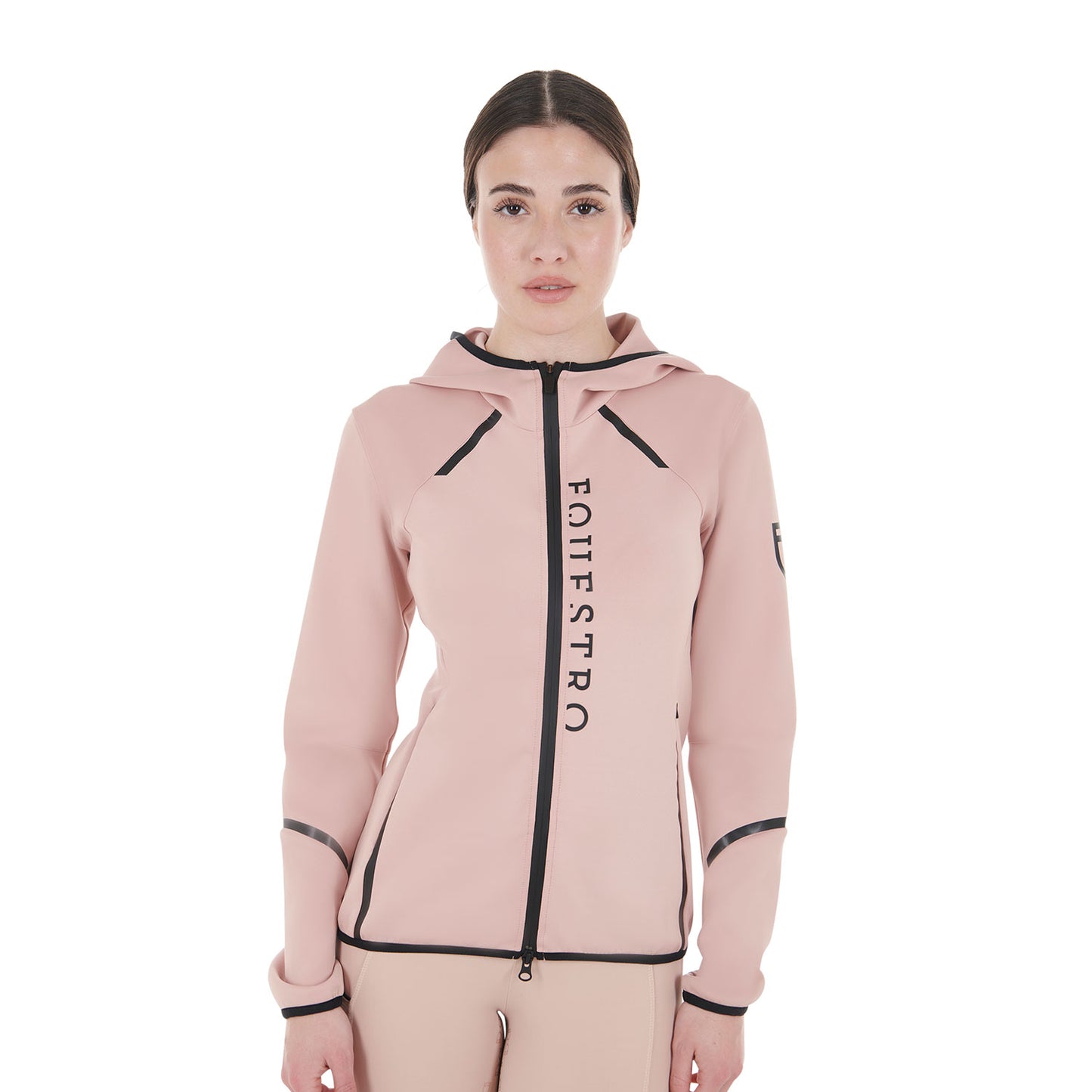 Sweat technique en jersey avec zip, Cameo Rose - Equestro FW24