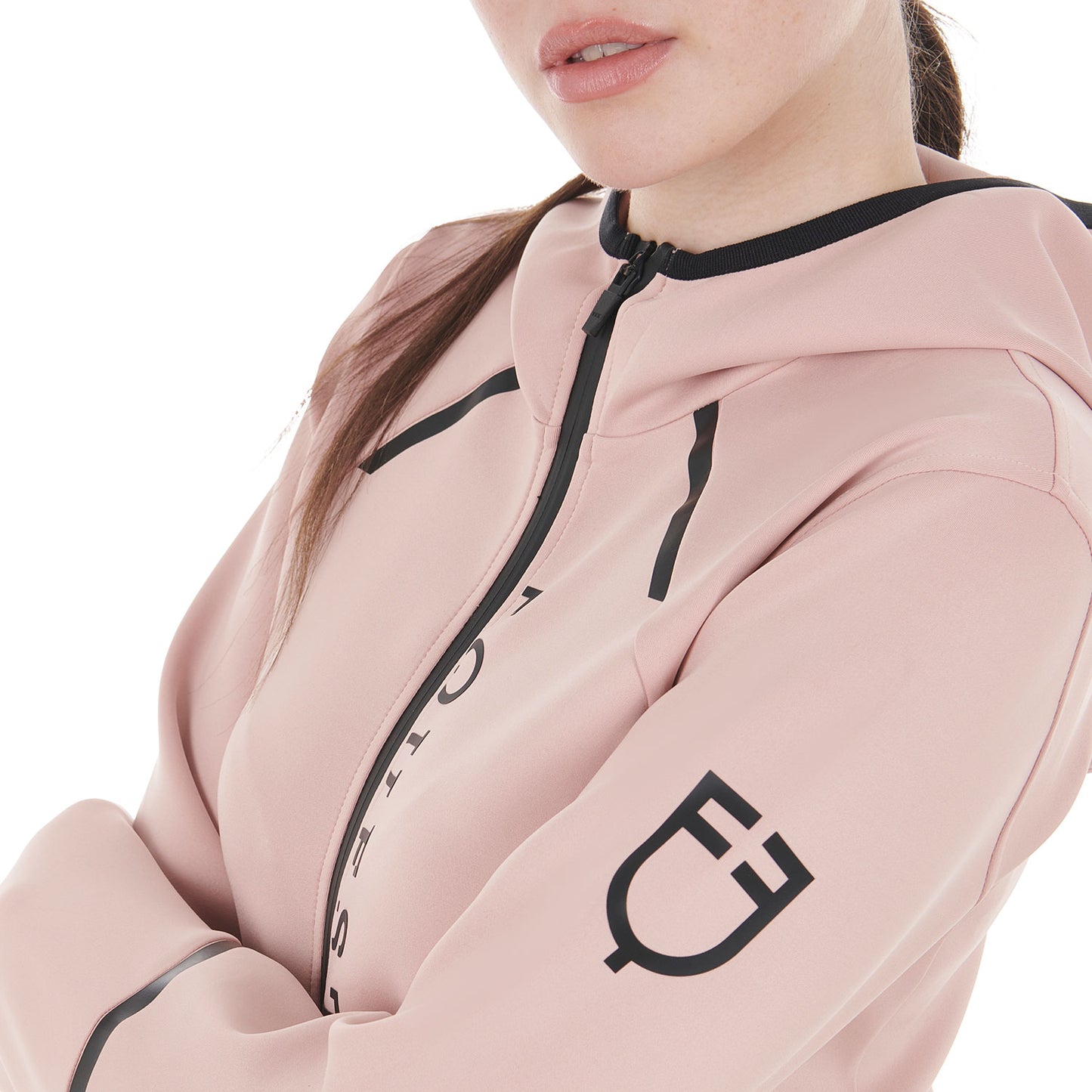 Sweat technique en jersey avec zip, Cameo Rose - Equestro FW24