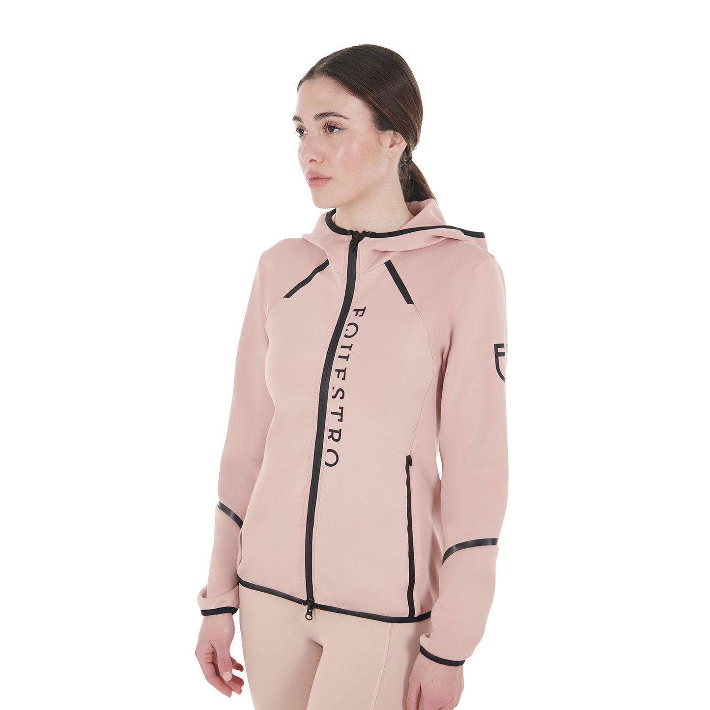 Sweat technique en jersey avec zip, Cameo Rose - Equestro FW24