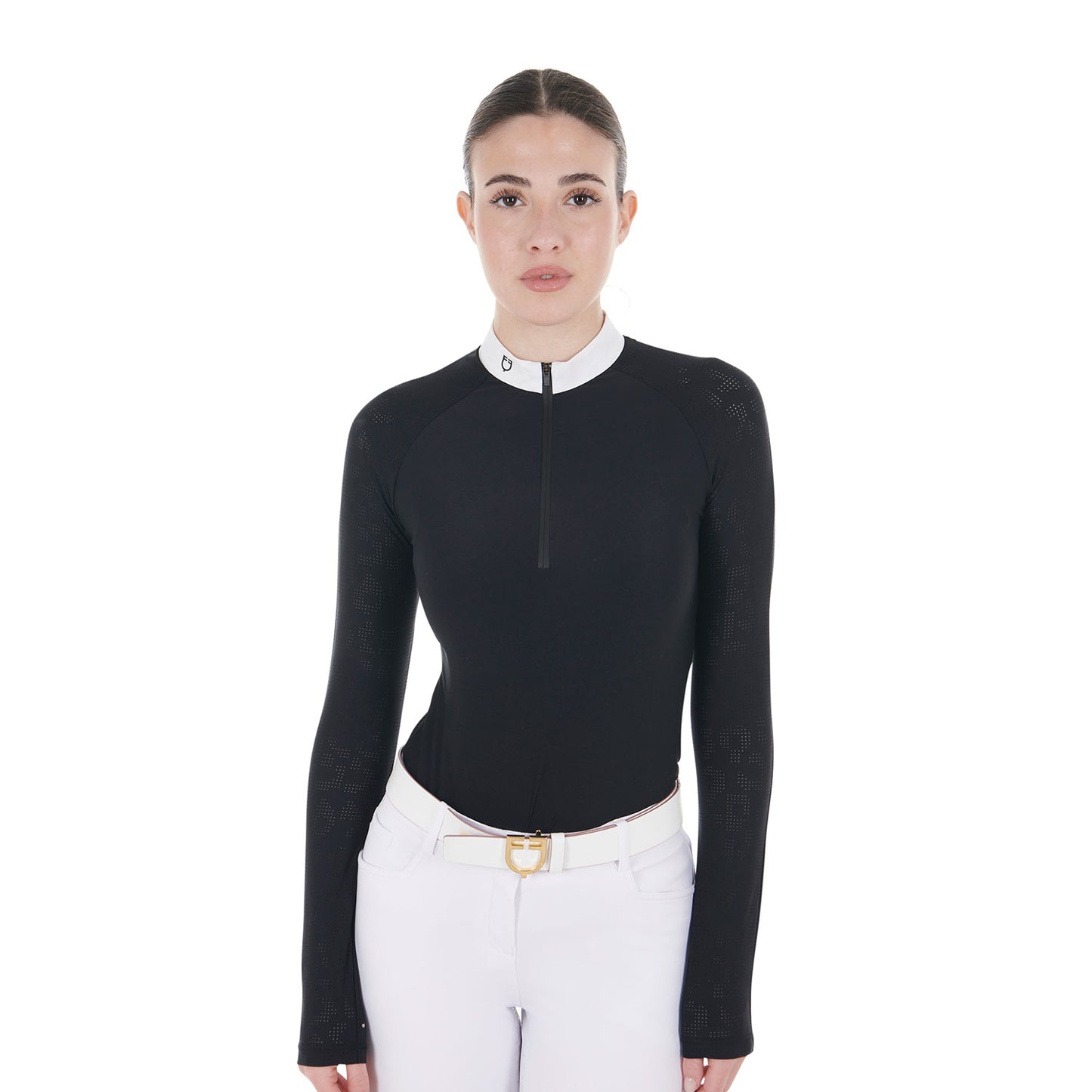 Polo de concours femme coupe slim, black - Equestro FW24