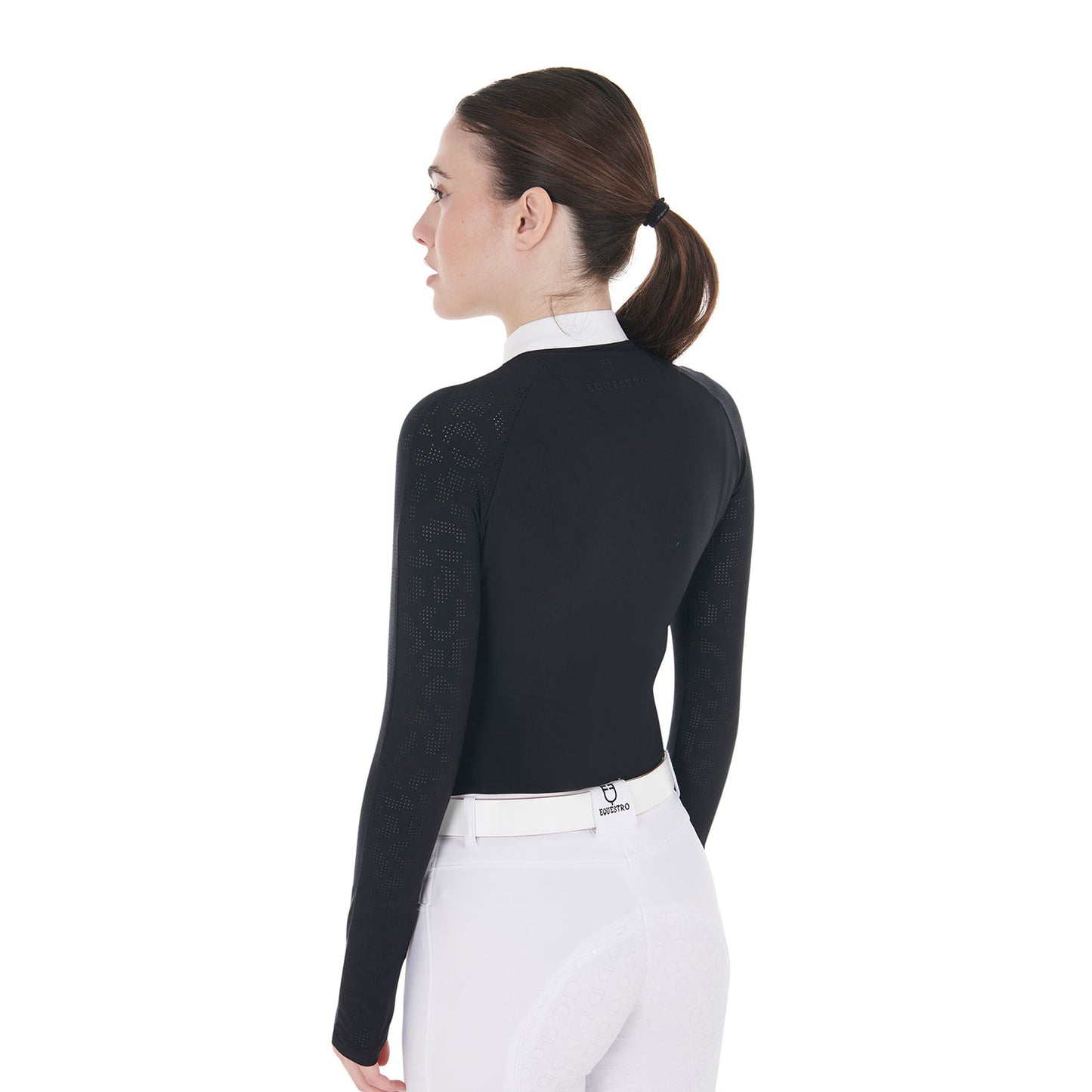 Polo de concours femme coupe slim, black - Equestro FW24